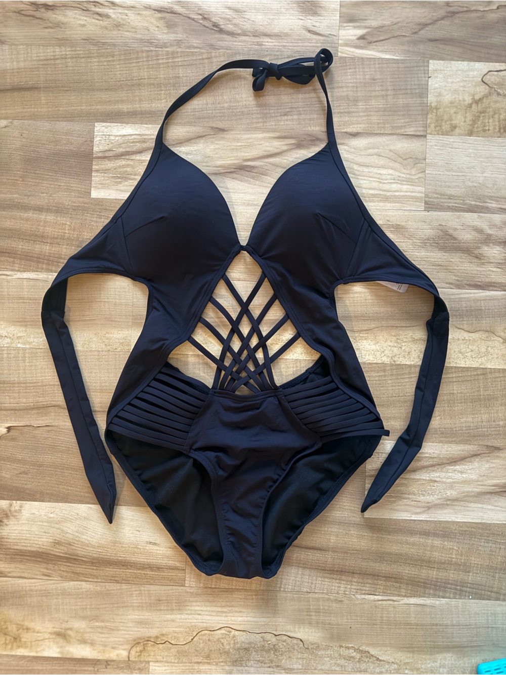 Kenneth Cole Black Strappy Crisscross One-Piece Swimsuit